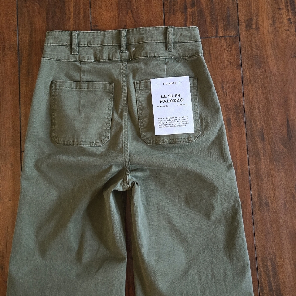 Frame Women's Double Waistband Slim Palazzo Wide Washed Surplus Pants Size 25 - Picture 7 of 12